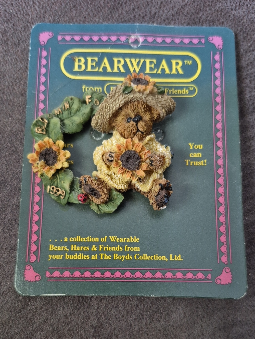 Bearwear Sunflower Bear Pin